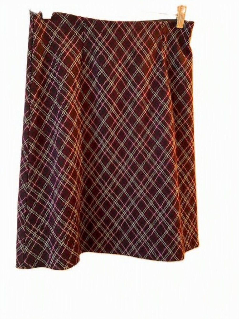 Canadian Made Cleo Purple and Gray Plaid Pull-On A-Line Skirt Size Small